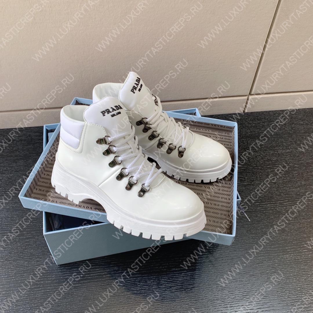 Pra*a brixxen leather and nylon booties white 1t709m