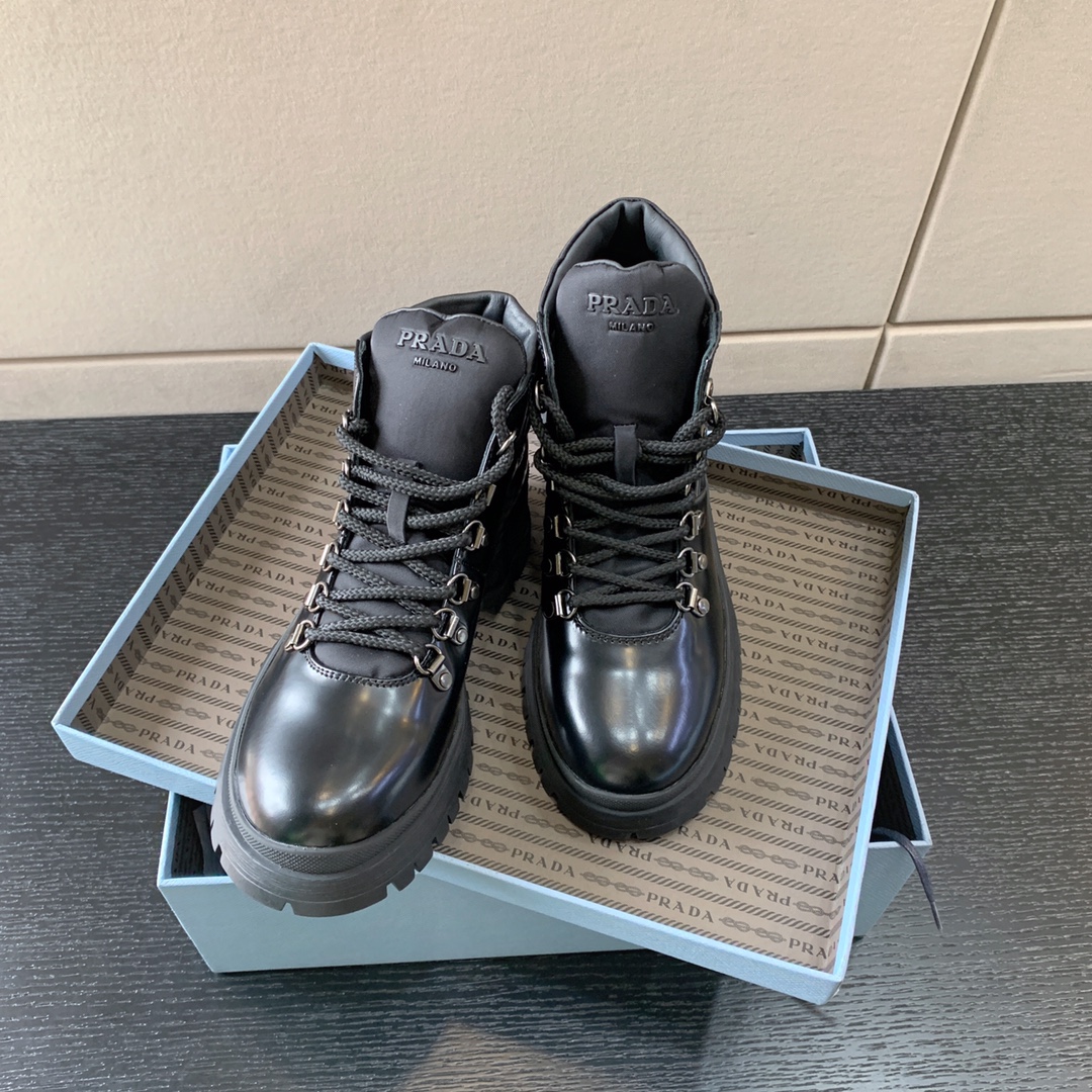 Pra*a brixxen leather and nylon booties black 1t709m