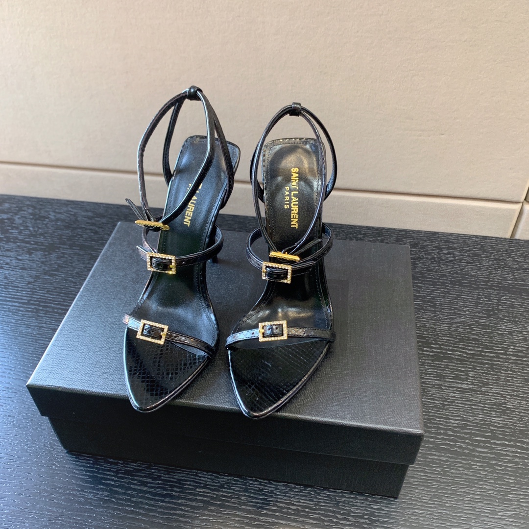 YVES SAINT LAURENT WATER SNAKE SANDALS BLACK 75I0H0015