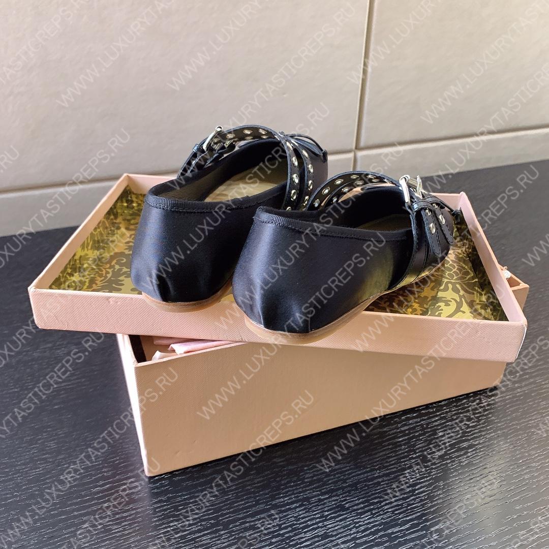 MIU MIU NAPPA LEATHER BALLERINAS BLACK 5F466A