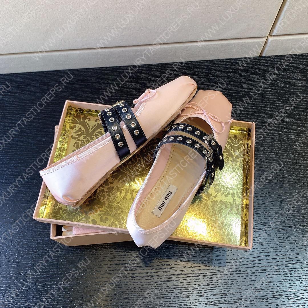 MIU MIU NAPPA LEATHER BALLERINAS PINK 5F466A