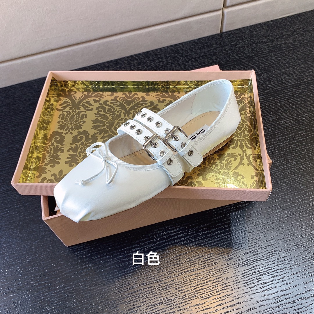 MIU MIU NAPPA LEATHER BALLERINAS WHITE 5F466A
