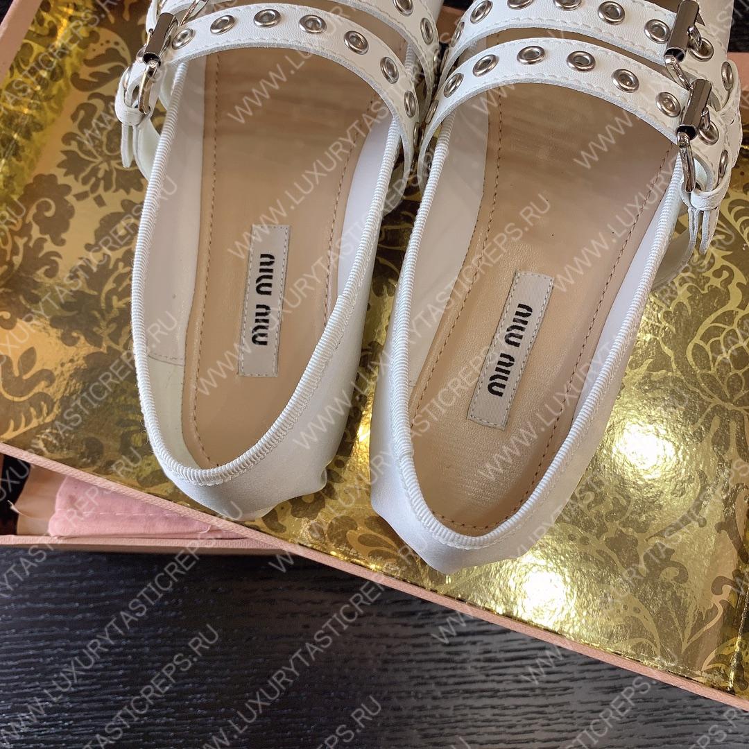 MIU MIU NAPPA LEATHER BALLERINAS WHITE 5F466A