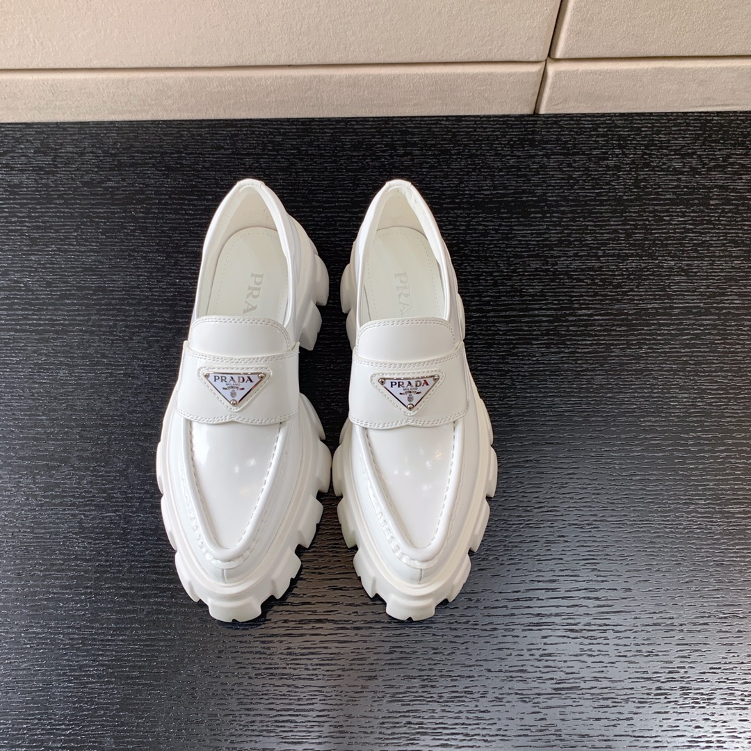 Pra*a brushed leather monolith loafers white 1d649m