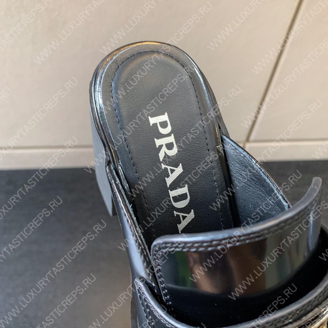 Pra*a brushed mules black 1d918m