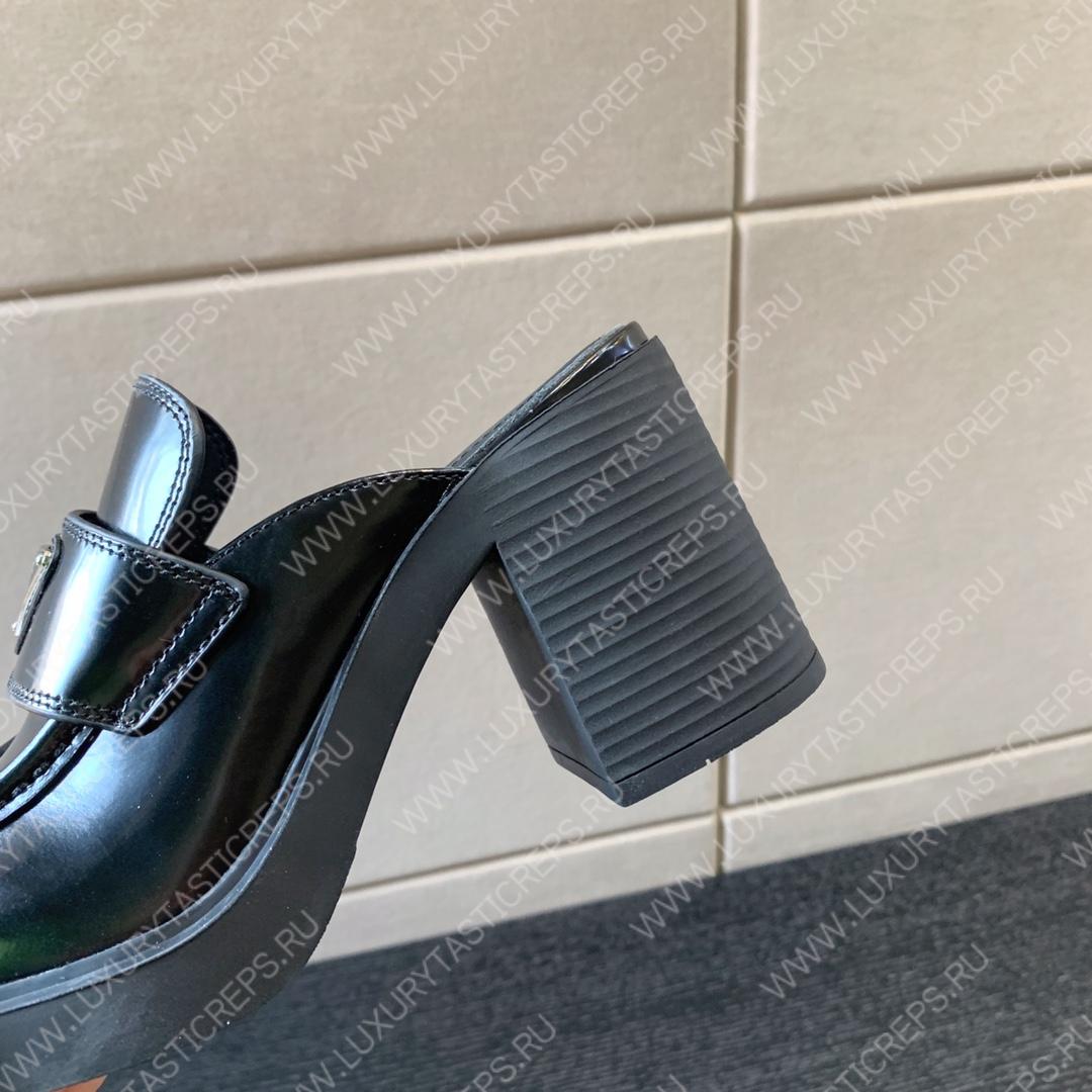 Pra*a brushed mules black 1d918m