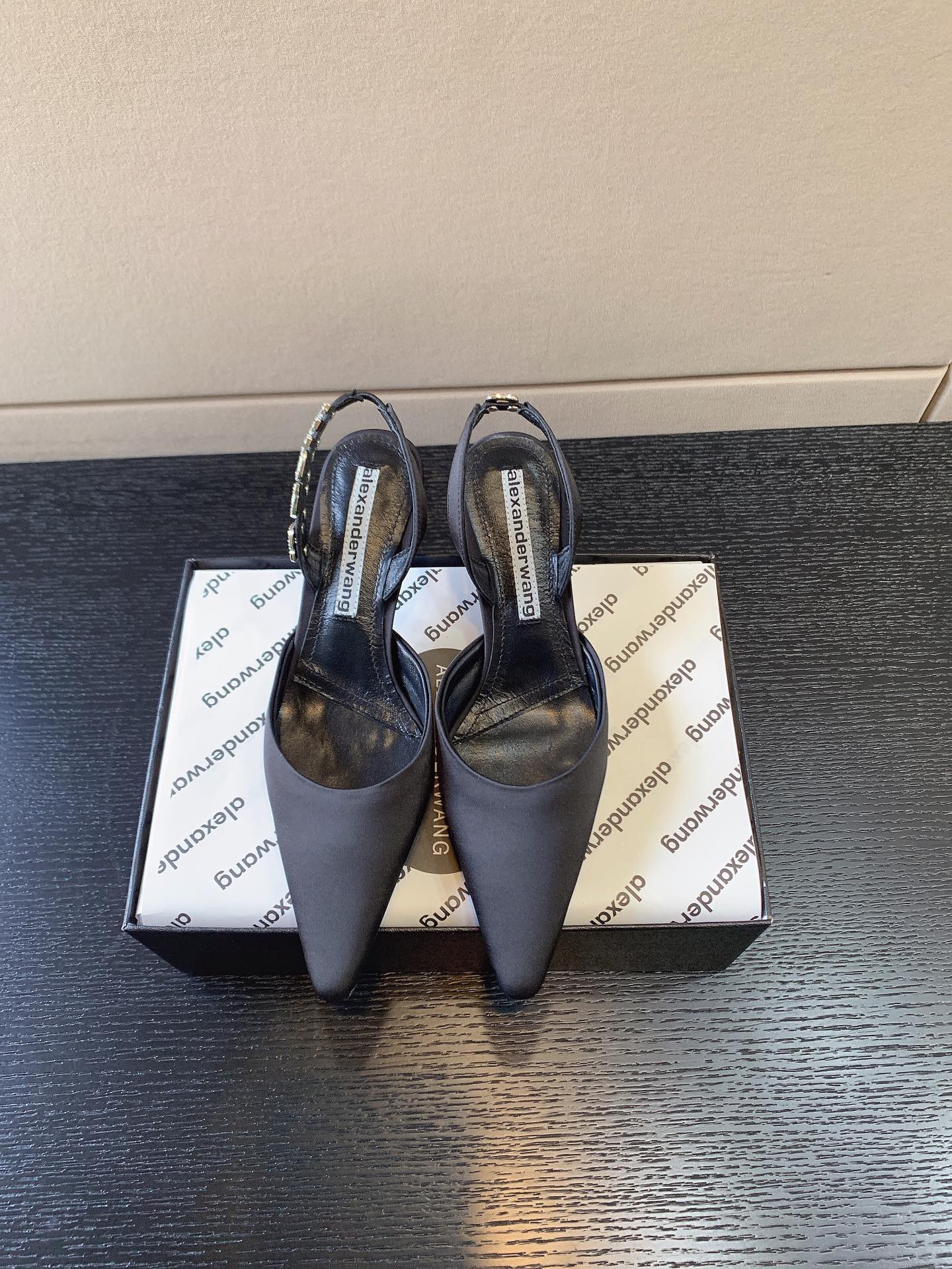 ALEXANDER WANG DELPHINE PUMPS LEATHER DARK GREY 30123P