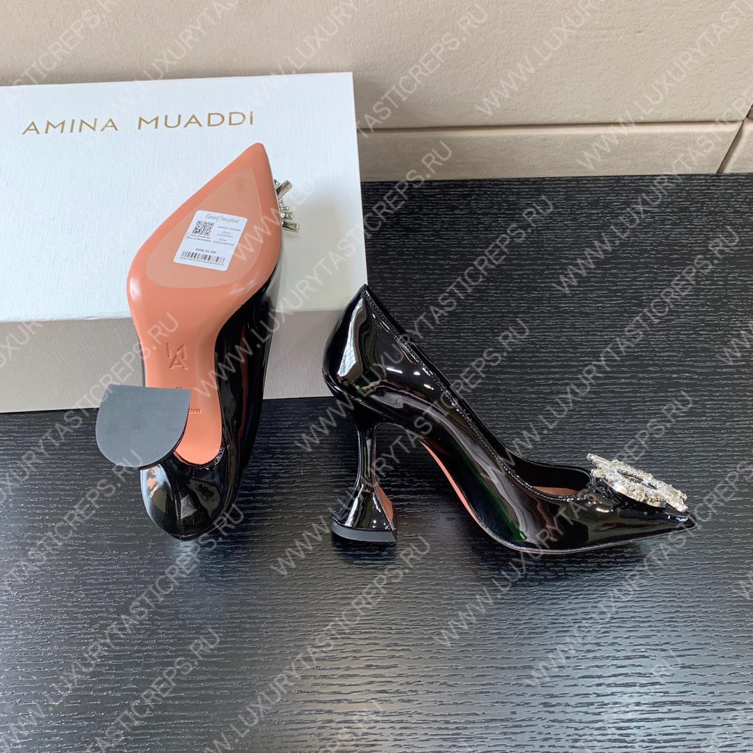 AMINA MUADDI BEGUM PATENT LEATHER PUMPS BLACK AM8001