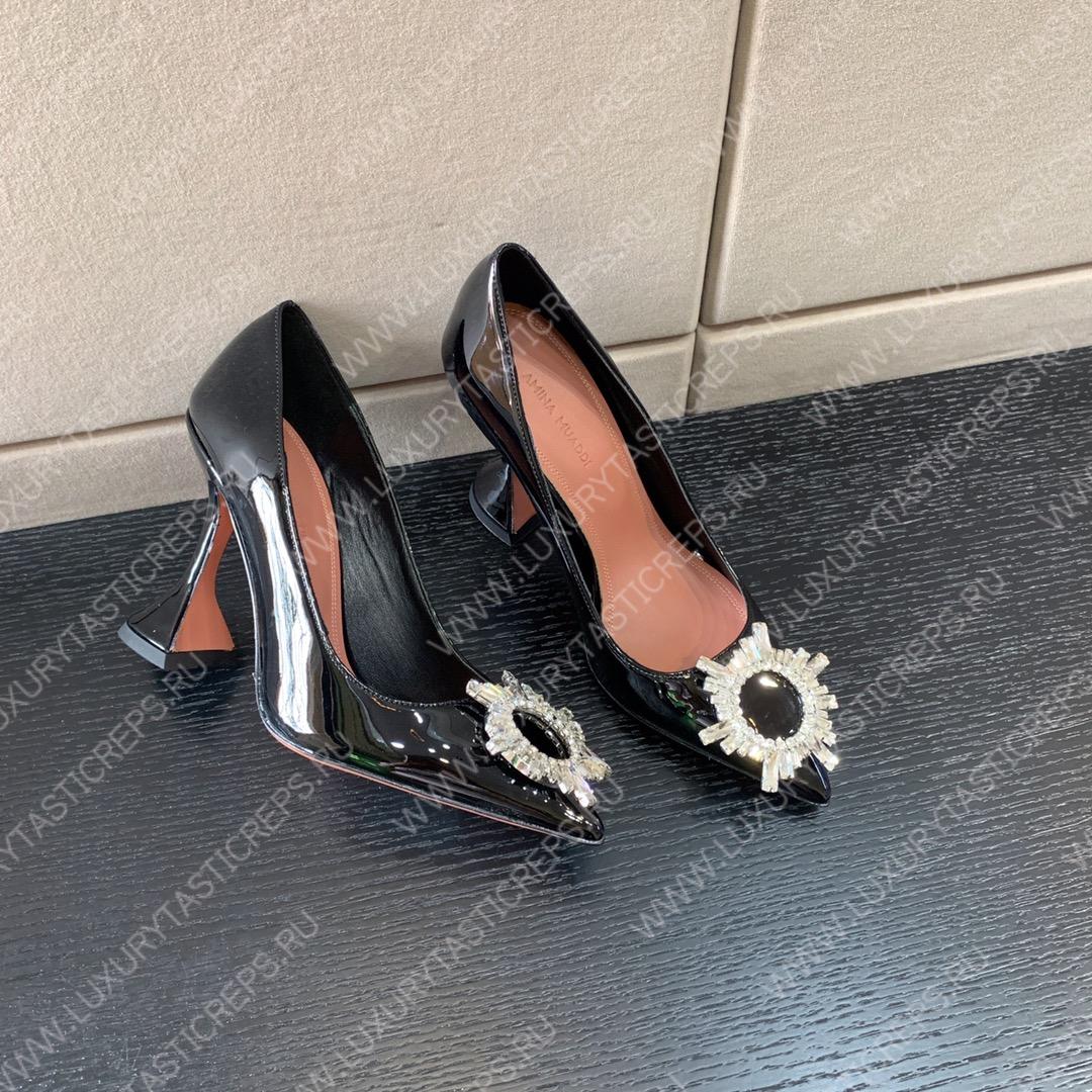 AMINA MUADDI BEGUM PATENT LEATHER PUMPS BLACK AM8001