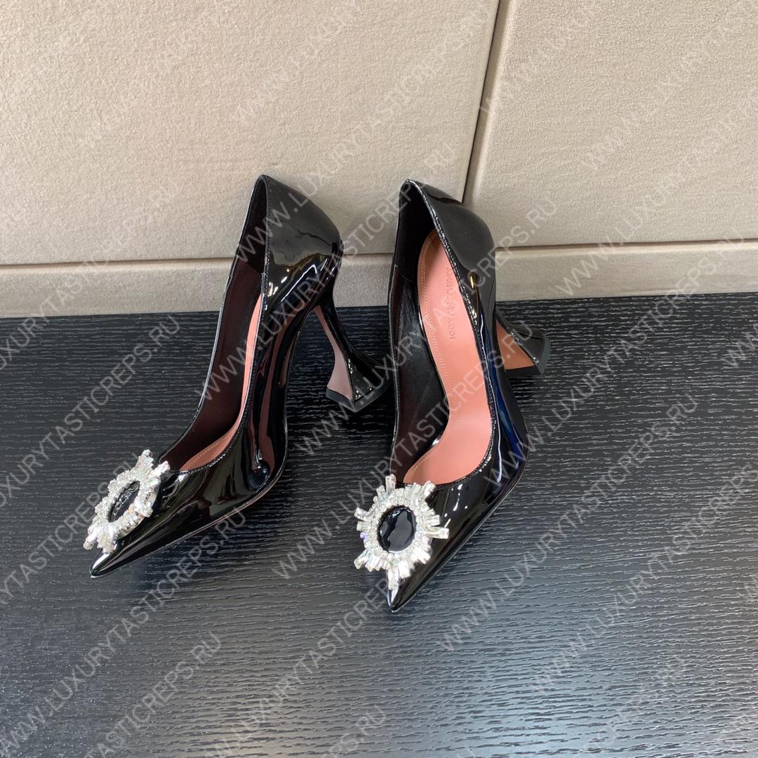 AMINA MUADDI BEGUM PATENT LEATHER PUMPS BLACK AM8001
