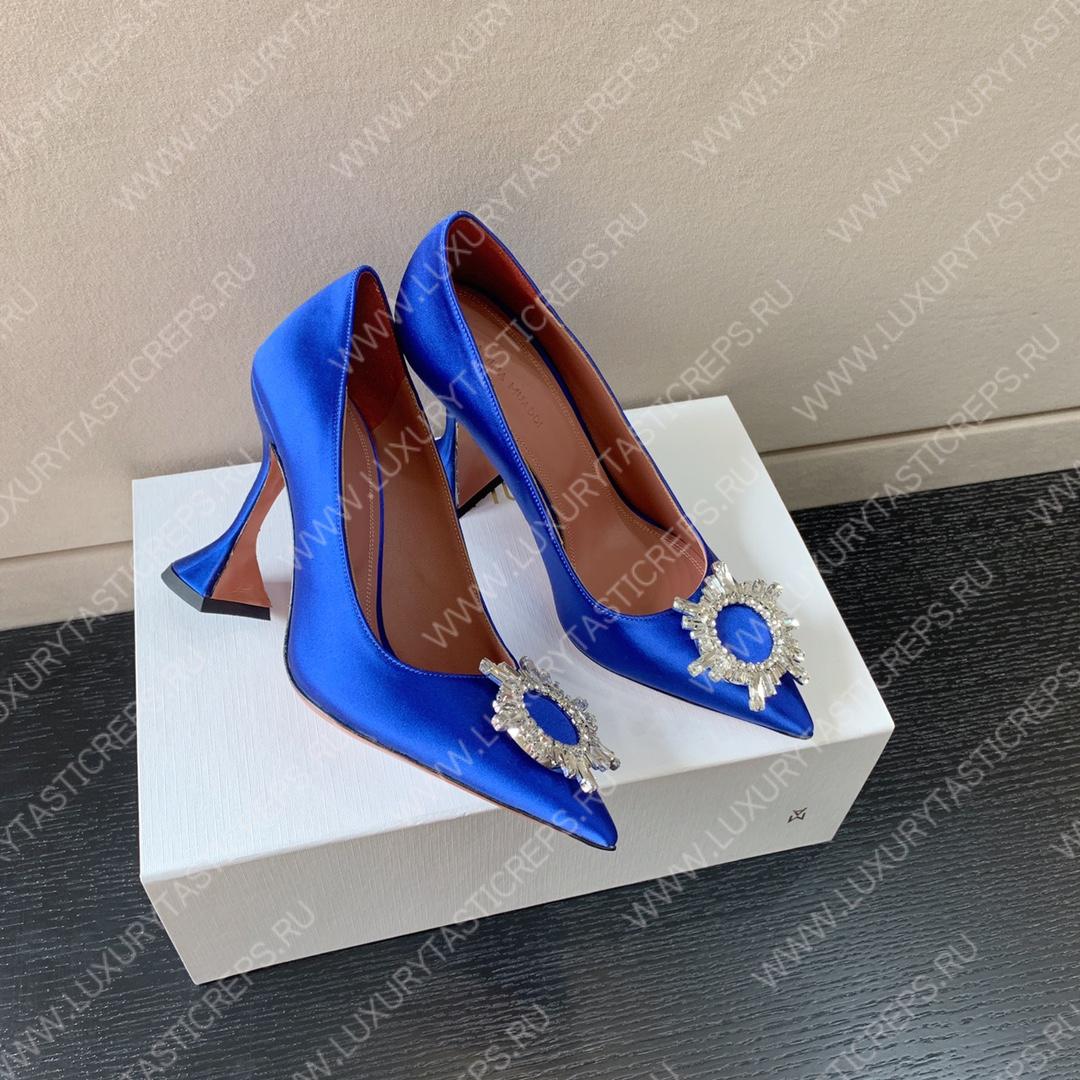 AMINA MUADDI BEGUM PATENT LEATHER PUMPS BLUE AM8001