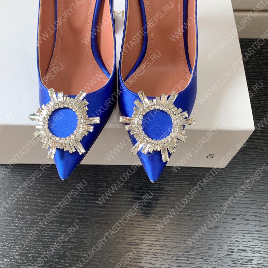 AMINA MUADDI BEGUM PATENT LEATHER PUMPS BLUE AM8001