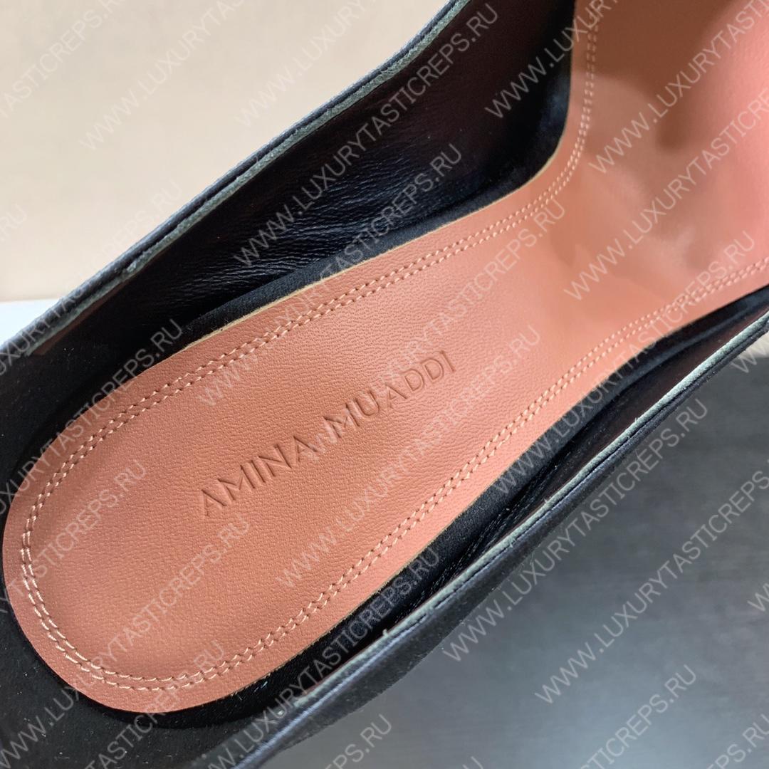 AMINA MUADDI BEGUM SATIN PUMPS BLACK AM8001
