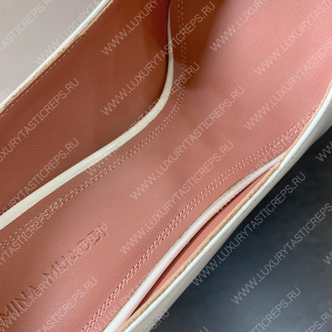 AMINA MUADDI BEGUM PATENT LEATHER PUMPS WHITE AM8001