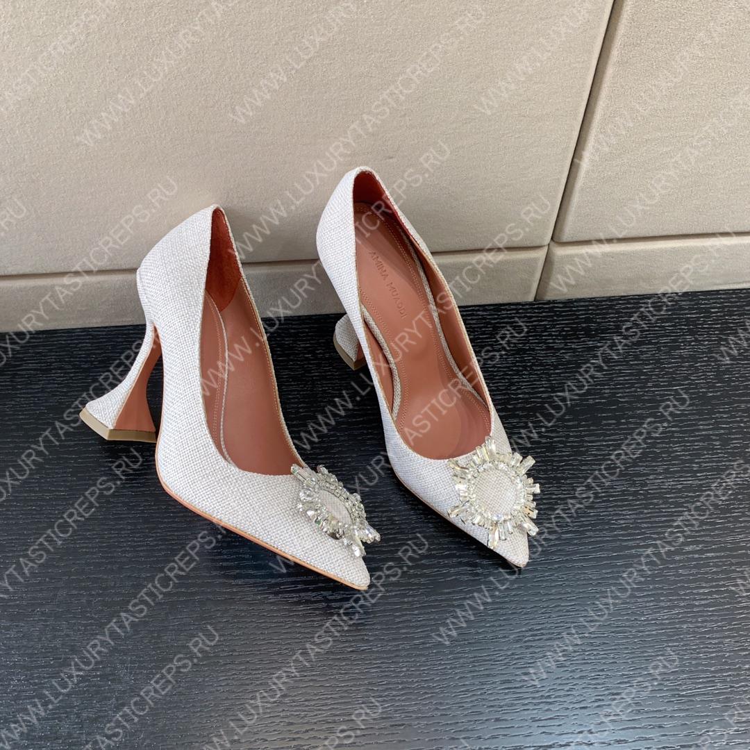 AMINA MUADDI BEGUM FABRIC PUMPS WHITE AM8001