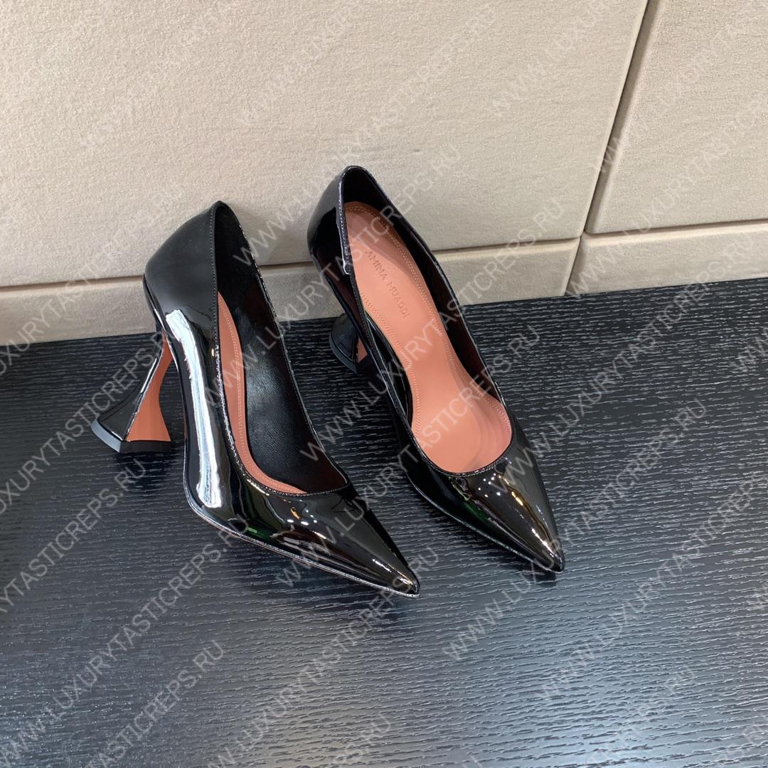 AMINA MUADDI BEGUM PATENT LEATHER PUMPS BLACK AM8001