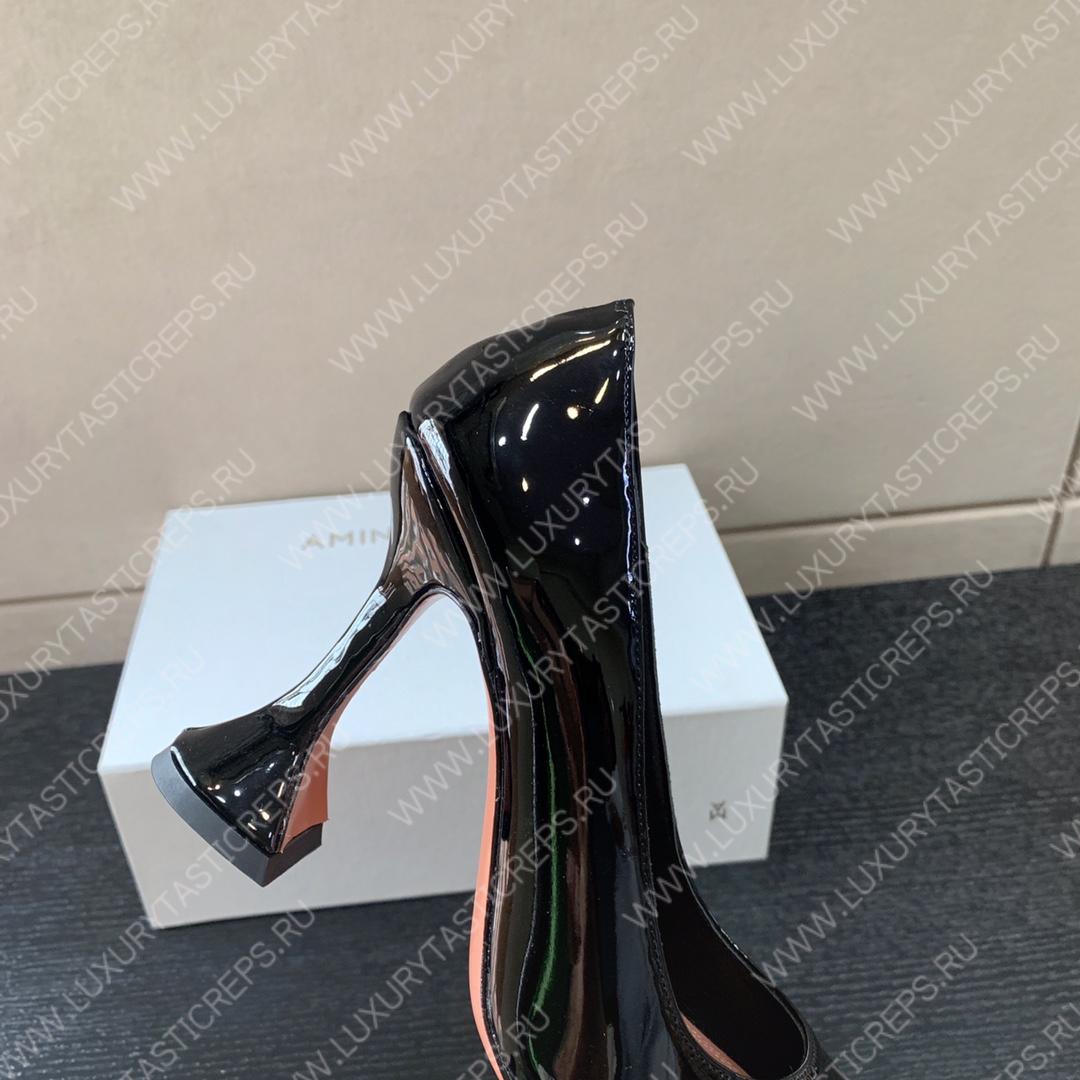 AMINA MUADDI BEGUM PATENT LEATHER PUMPS BLACK AM8001