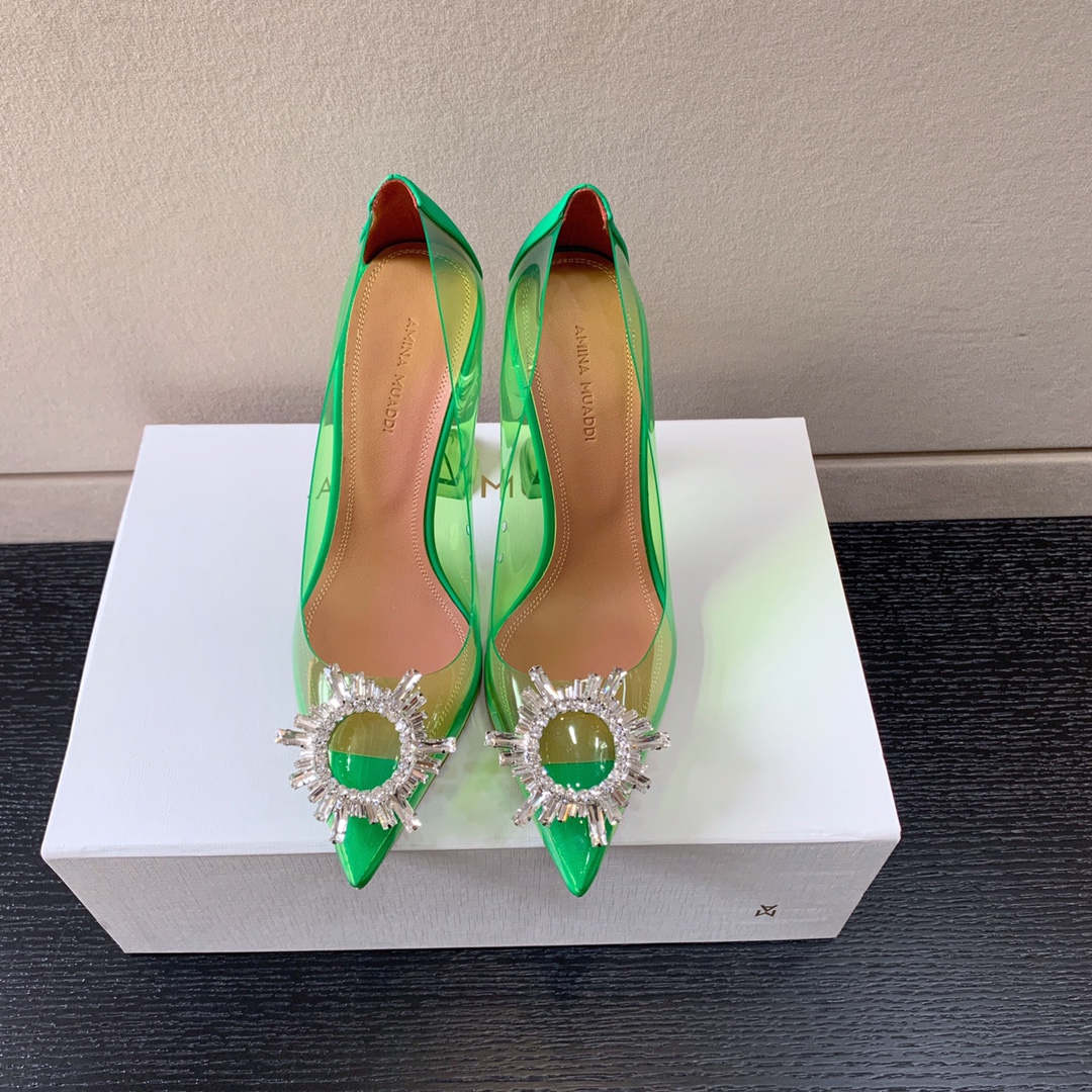 AMINA MUADDI BEGUM GLASS PUMP EMERALD GREEN AM8002