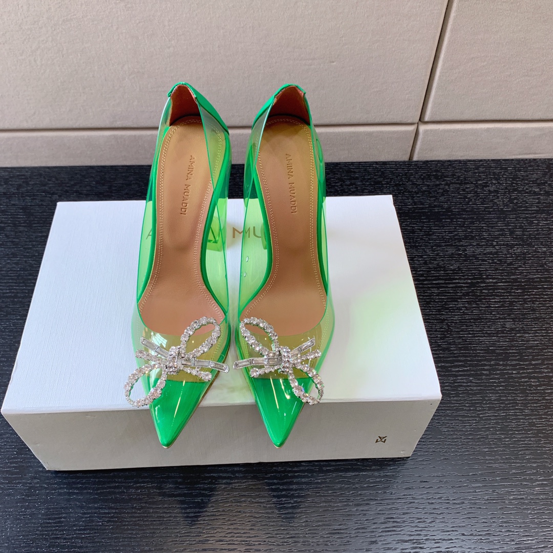 AMINA MUADDI ROSIE GLASS PUMP GREEN AM8003