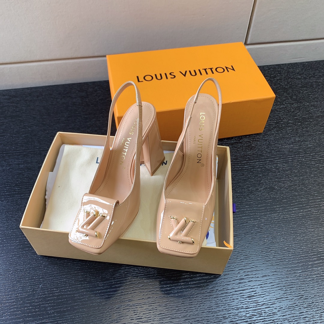 L**is vitton madeleine slingback pumps leather biege 1a65og