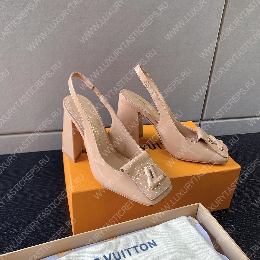 L**is vitton madeleine slingback pumps leather biege 1a65og