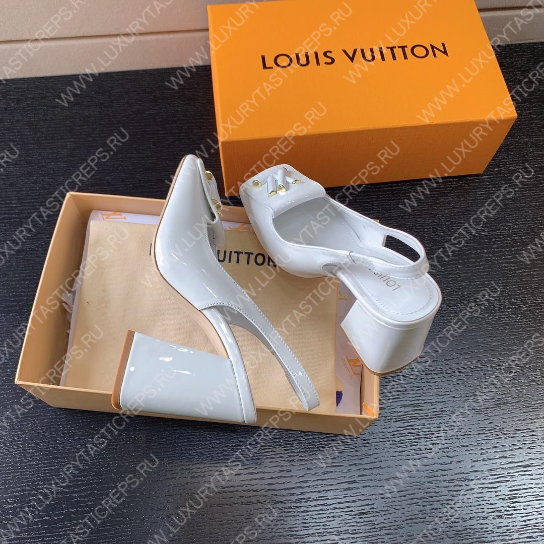L**is vitton madeleine slingback pumps leather white 1a65og