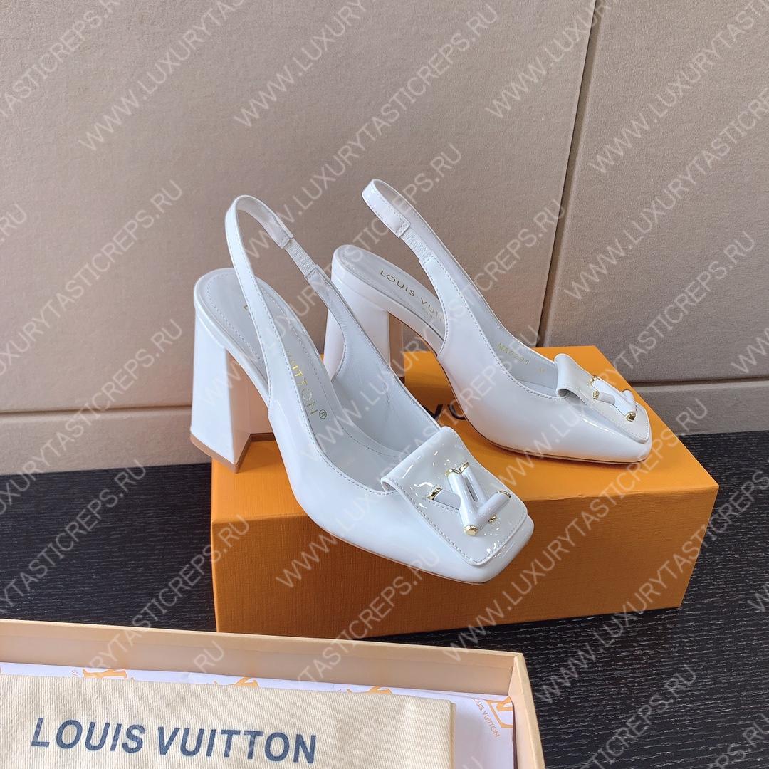 L**is vitton madeleine slingback pumps leather white 1a65og