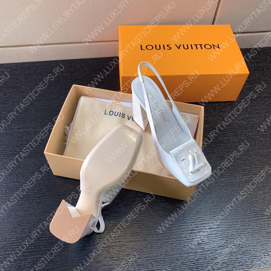 L**is vitton madeleine slingback pumps leather white 1a65og