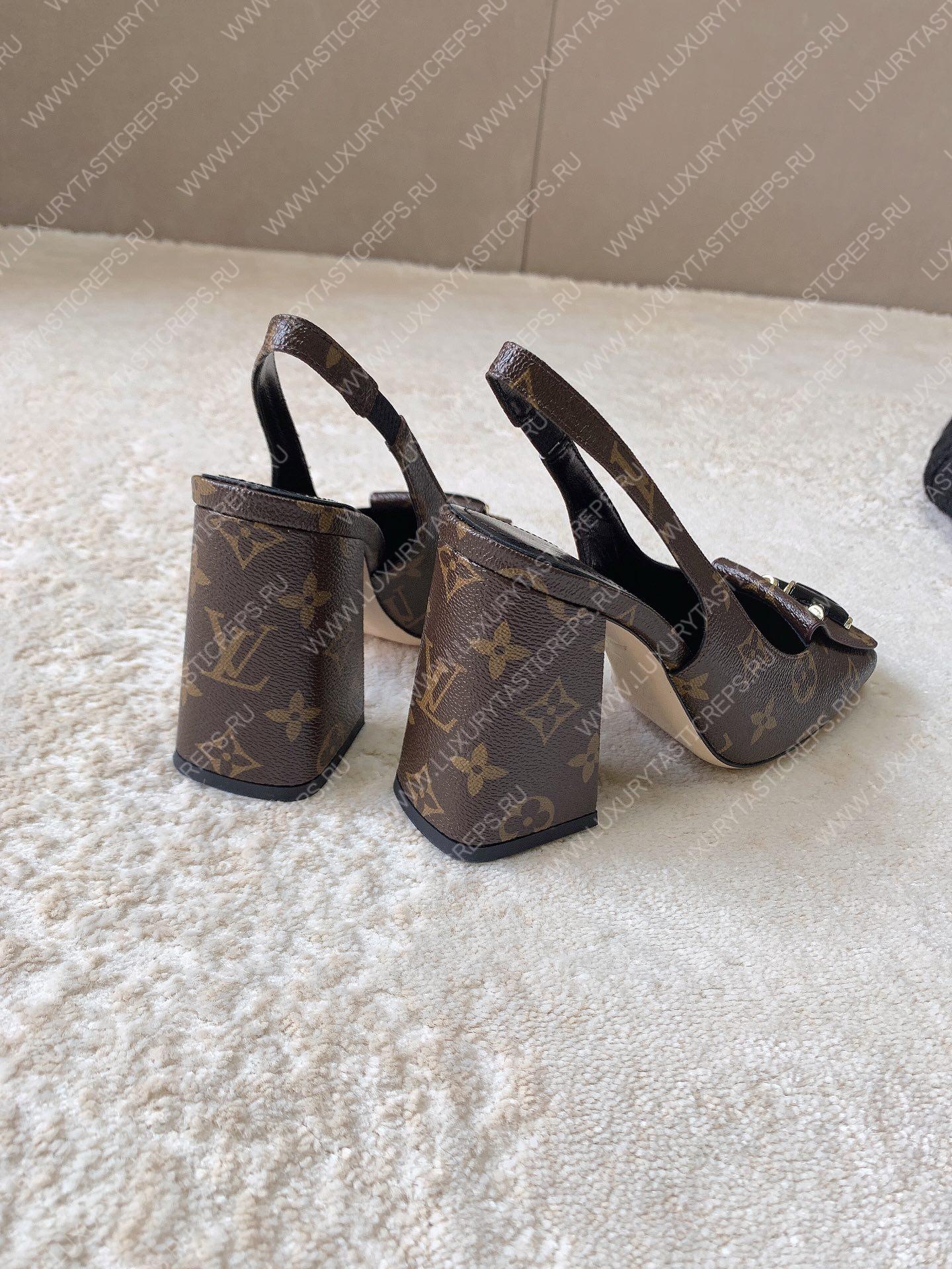 L**is vitton madeleine slingback pumps brown 1a65og