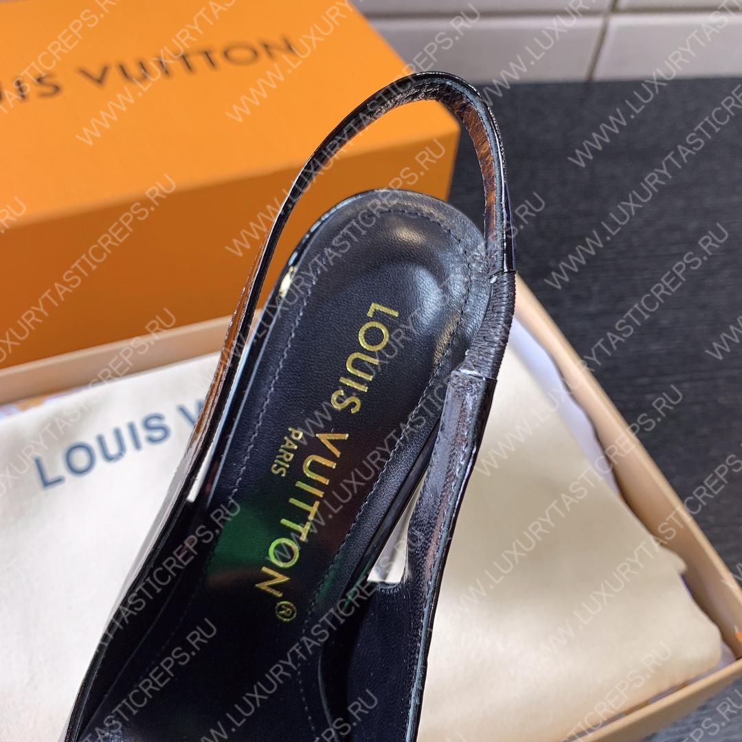 L**is vitton madeleine slingback pumps leather black 1a65og