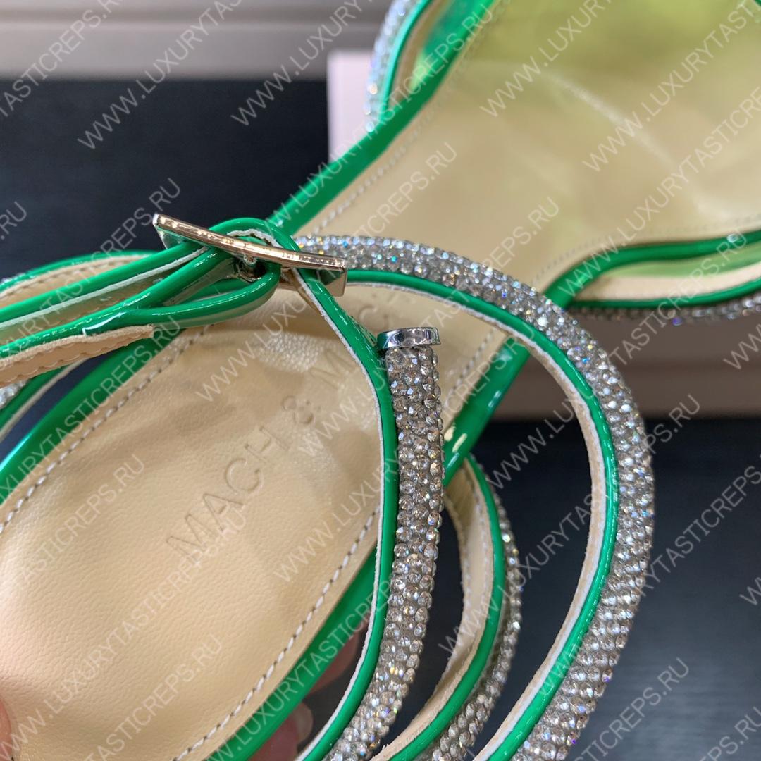 MACH AND MACH DOUBLE BOW 110 CRYSTAL SATIN PUMPS GREEN FW200235