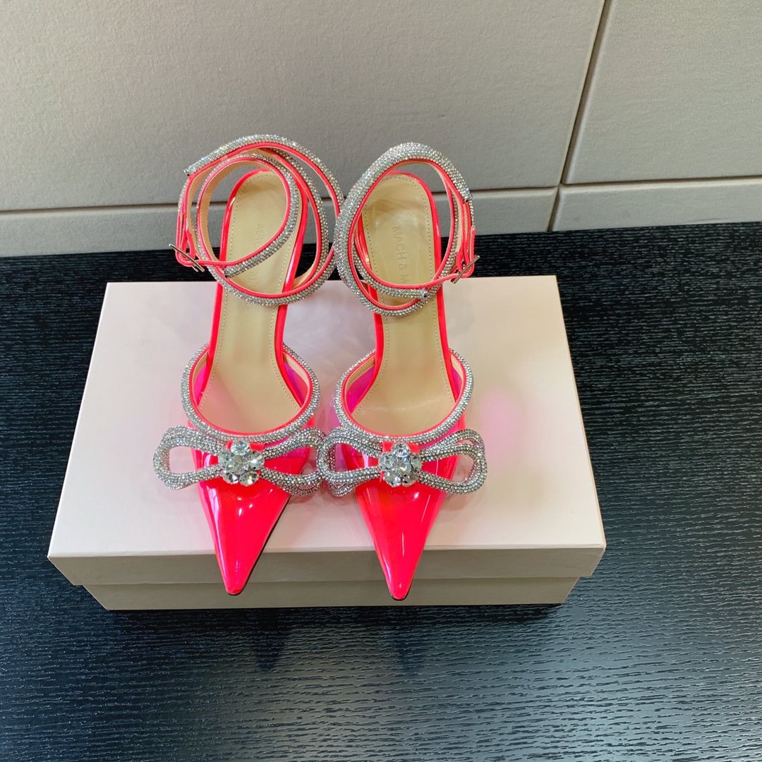 MACH AND MACH DOUBLE BOW 110 CRYSTAL SATIN PUMPS PINK FW200235