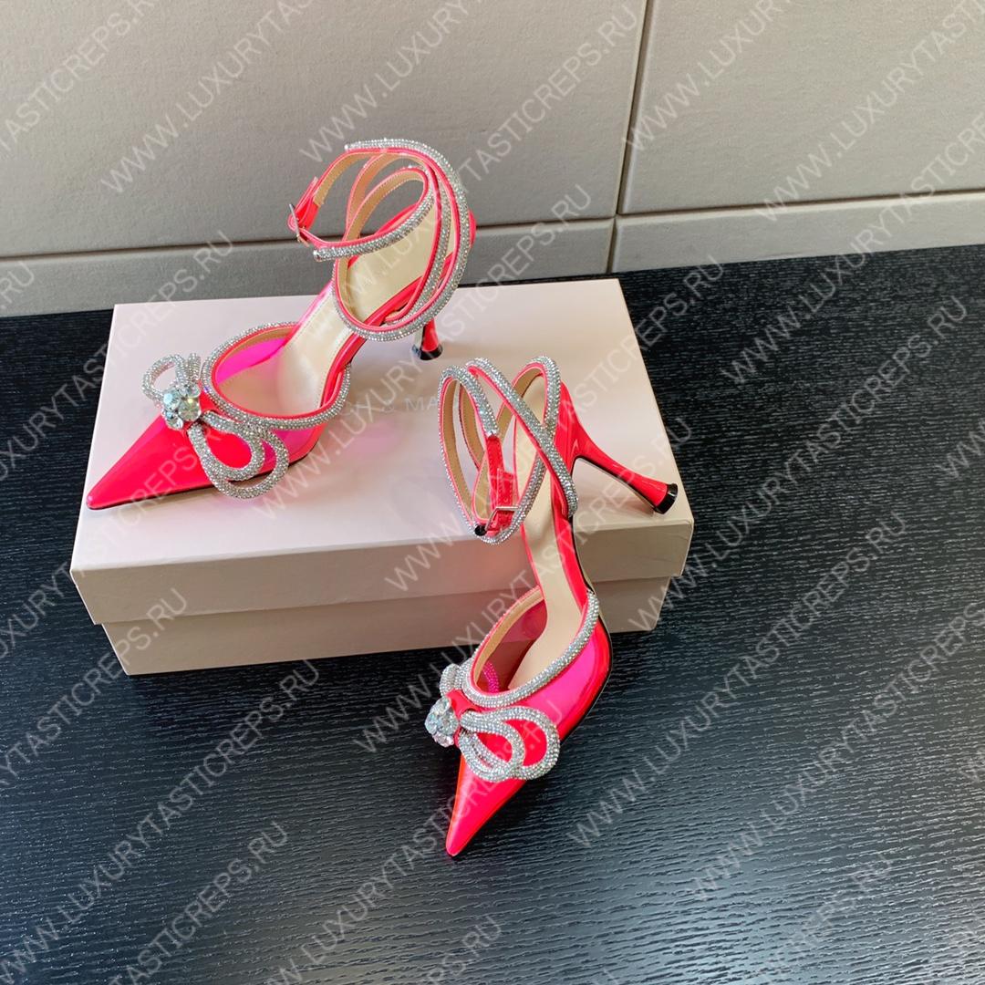 MACH AND MACH DOUBLE BOW 110 CRYSTAL SATIN PUMPS PINK FW200235