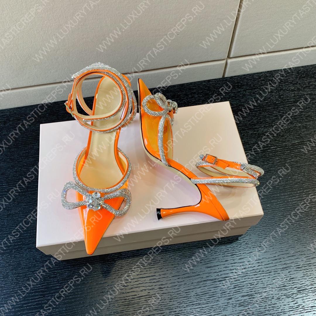 MACH AND MACH DOUBLE BOW 110 CRYSTAL SATIN PUMPS ORANGE FW200235