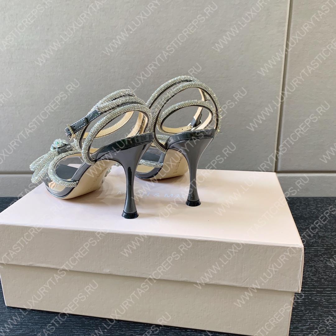 MACH AND MACH DOUBLE BOW 110 CRYSTAL SATIN PUMPS GREY FW200235
