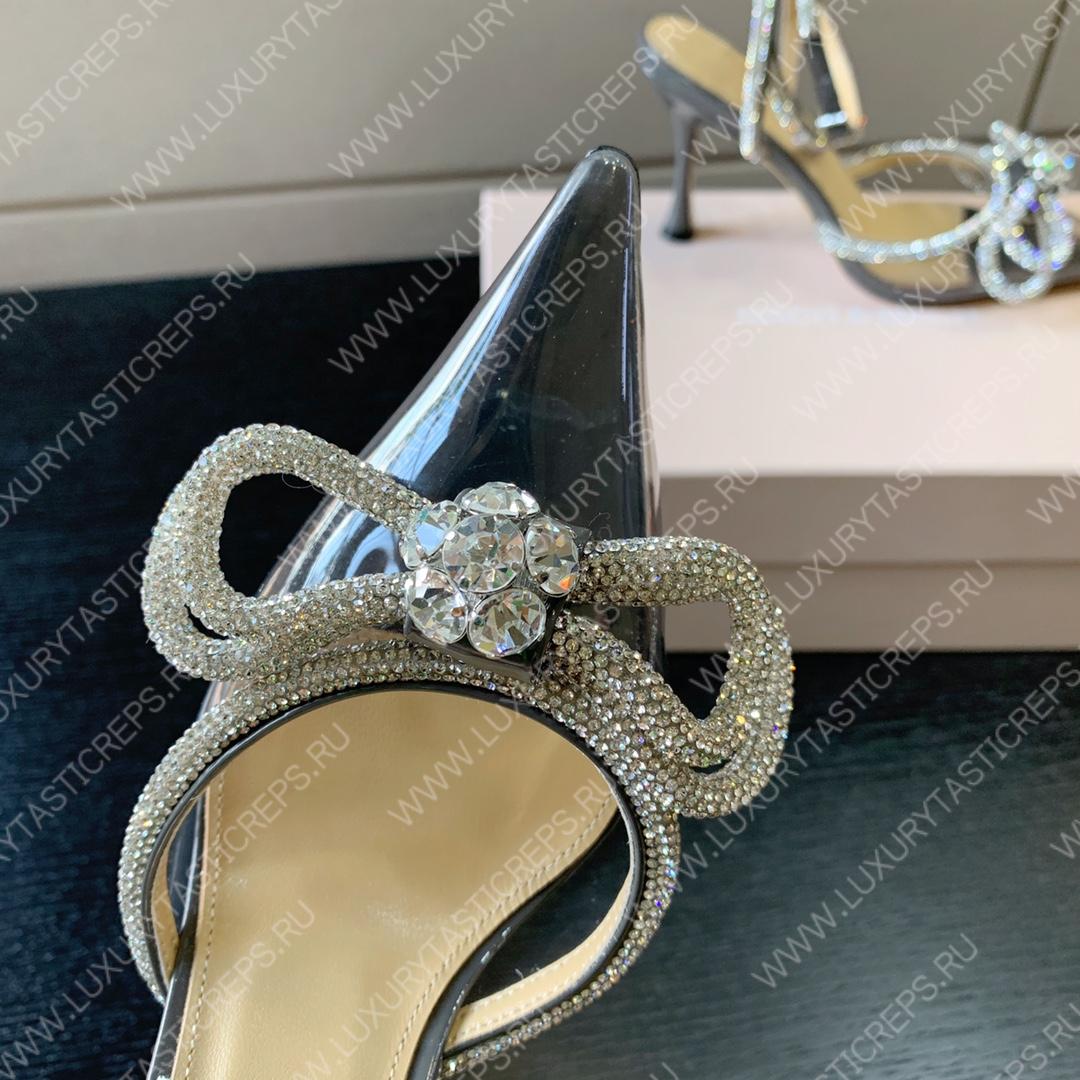 MACH AND MACH DOUBLE BOW 110 CRYSTAL SATIN PUMPS GREY FW200235