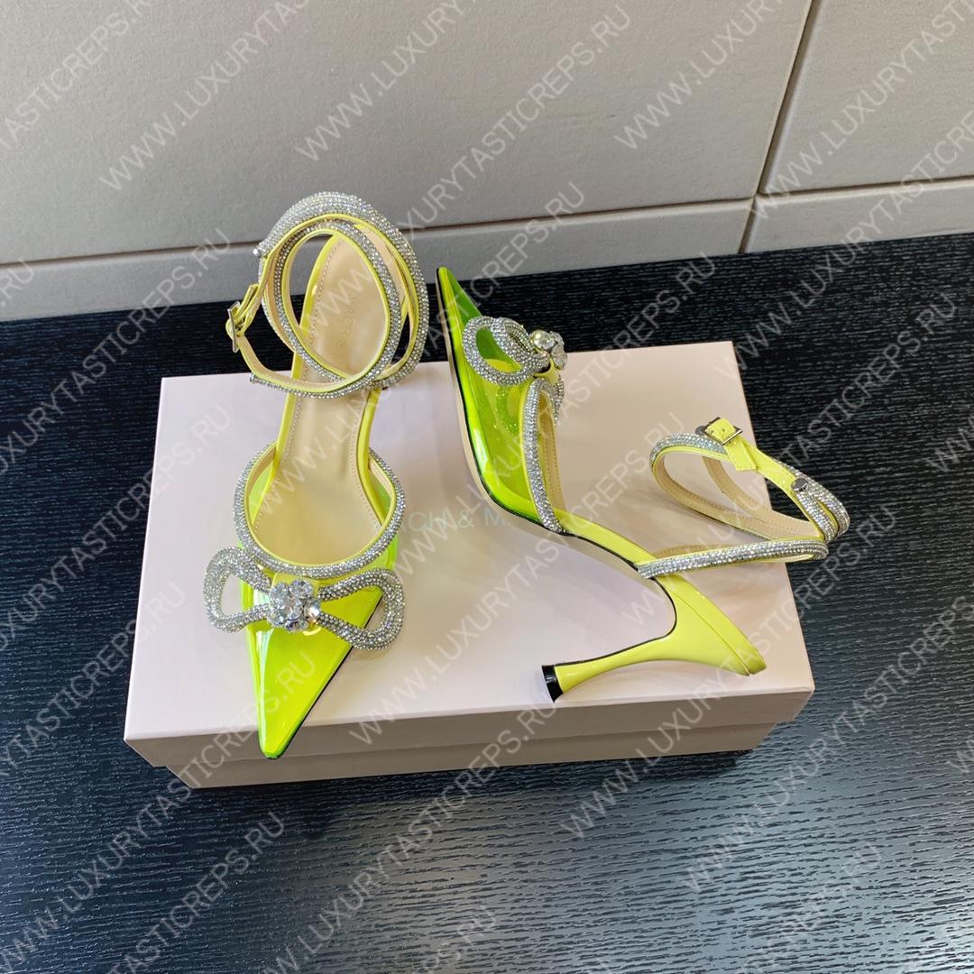 MACH AND MACH DOUBLE BOW 110 CRYSTAL SATIN PUMPS YELOW FW200235