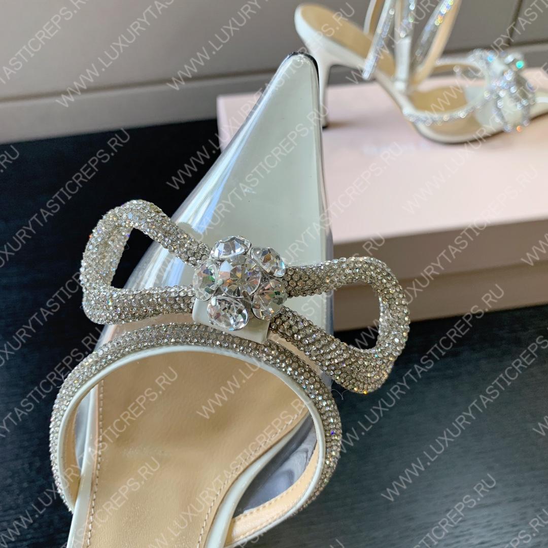 MACH AND MACH DOUBLE BOW 110 CRYSTAL SATIN PUMPS WHITE FW200235