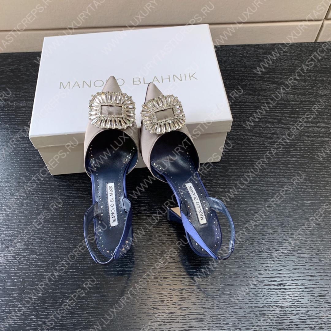 MANOLO BLAHNIK PRIETASLI SLINGBACK PUMPS GRAY 419-0473-0005