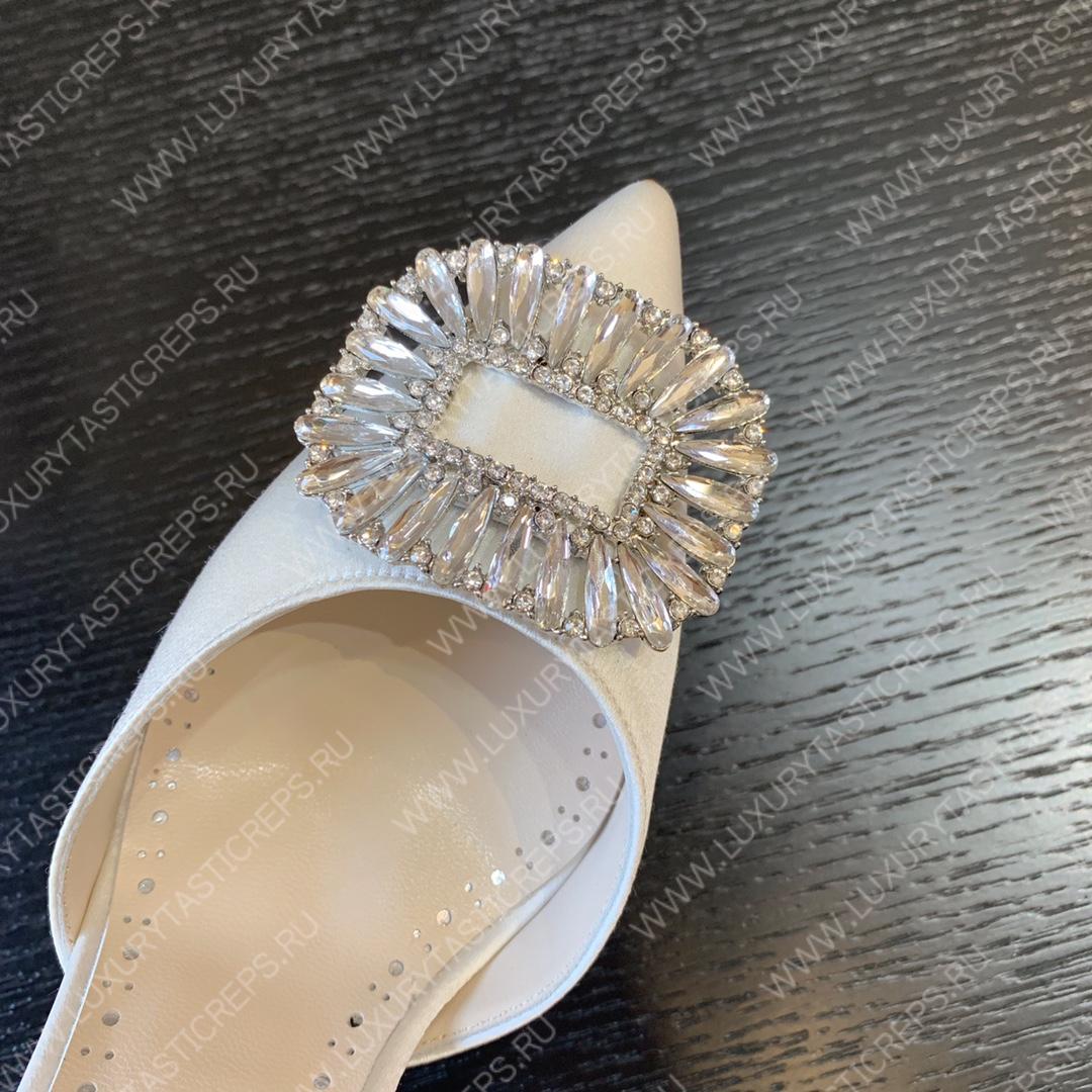 MANOLO BLAHNIK PRIETASLI SLINGBACK PUMPS WHITE 419-0473-0005