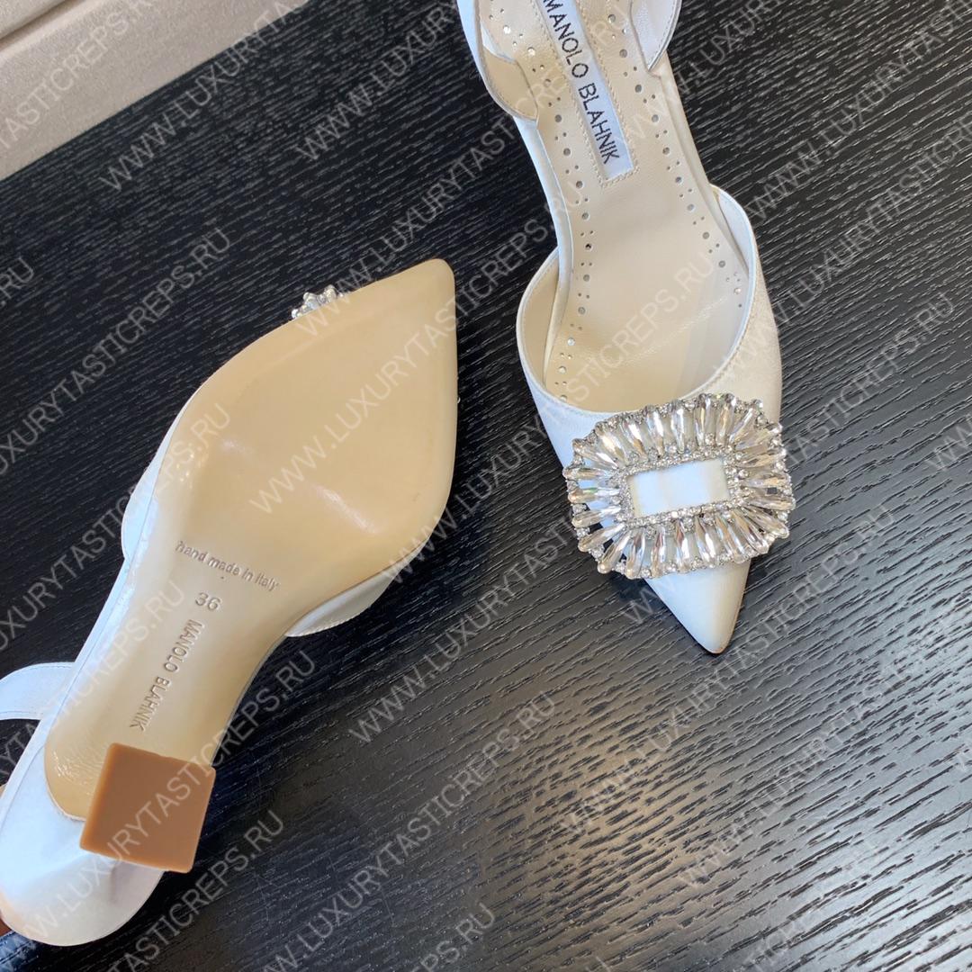 MANOLO BLAHNIK PRIETASLI SLINGBACK PUMPS WHITE 419-0473-0005