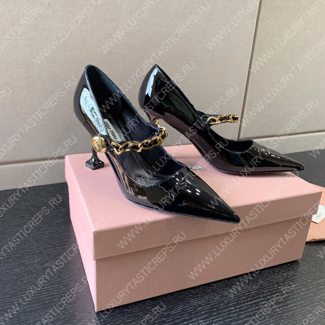 MIU MIU PATENT LEATHER PUMPS BLACK 5I814D