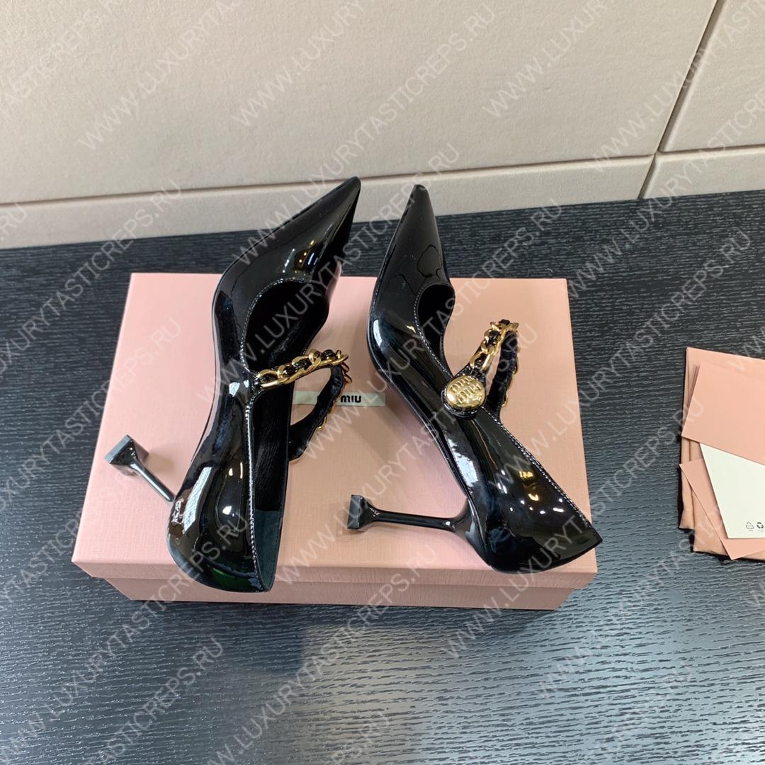 MIU MIU PATENT LEATHER PUMPS BLACK 5I814D