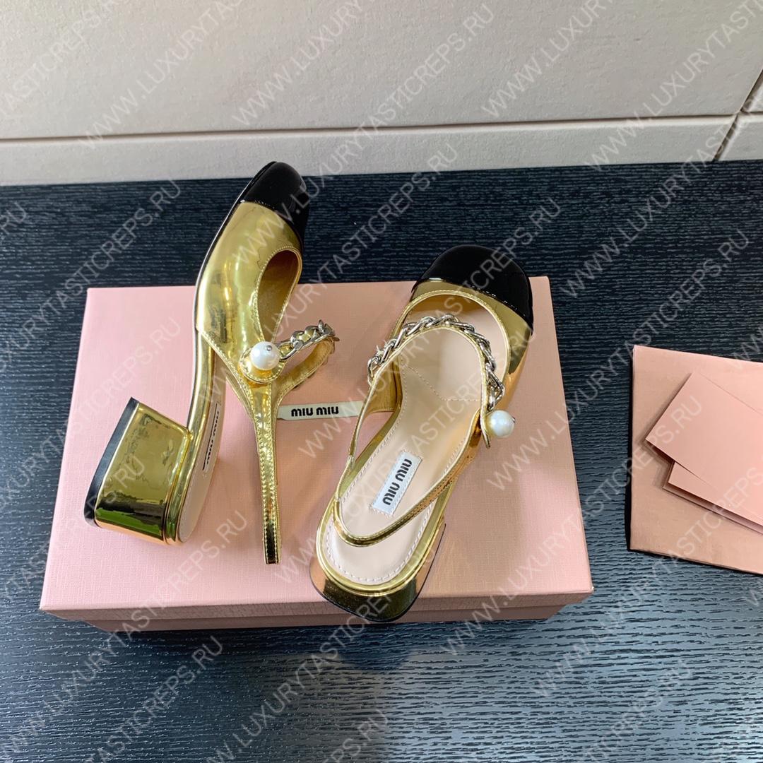 MIU MIU SLINGBACK PUMPS ALABASTER GOLD 5I460D