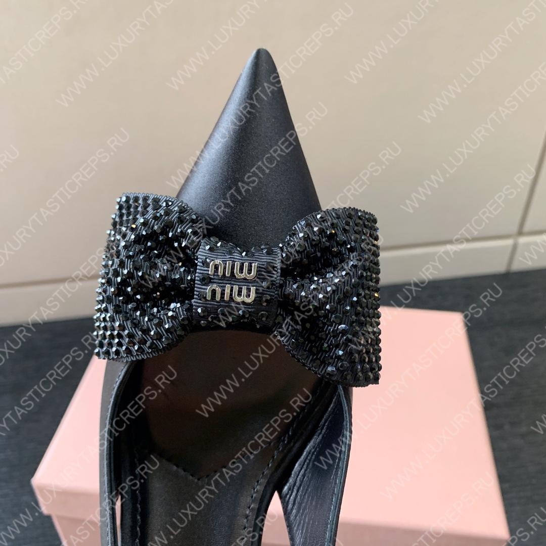MIU MIU SLINGBACK BOW PUMPS BLACK 5I811D