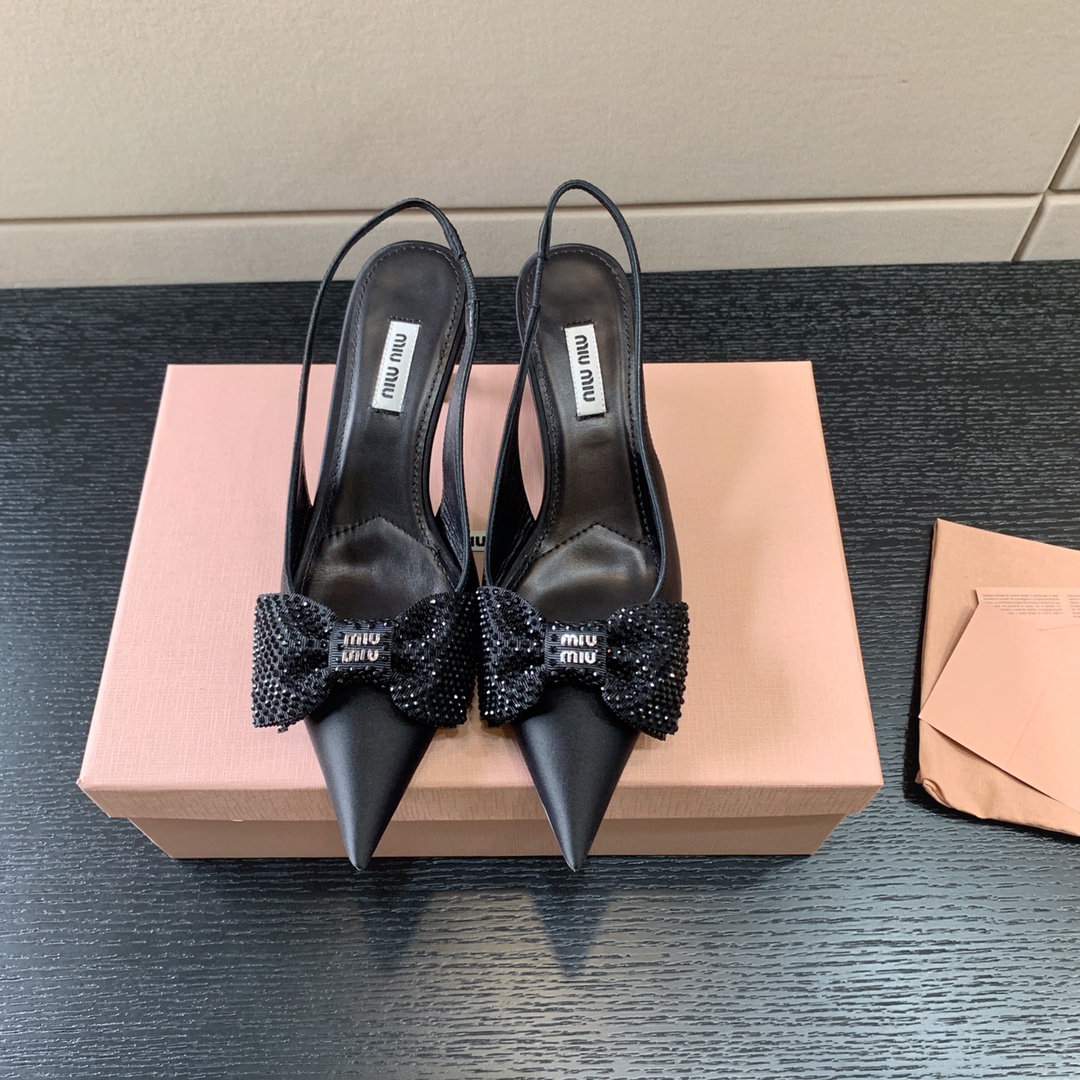 MIU MIU SLINGBACK BOW PUMPS BLACK 5I811D