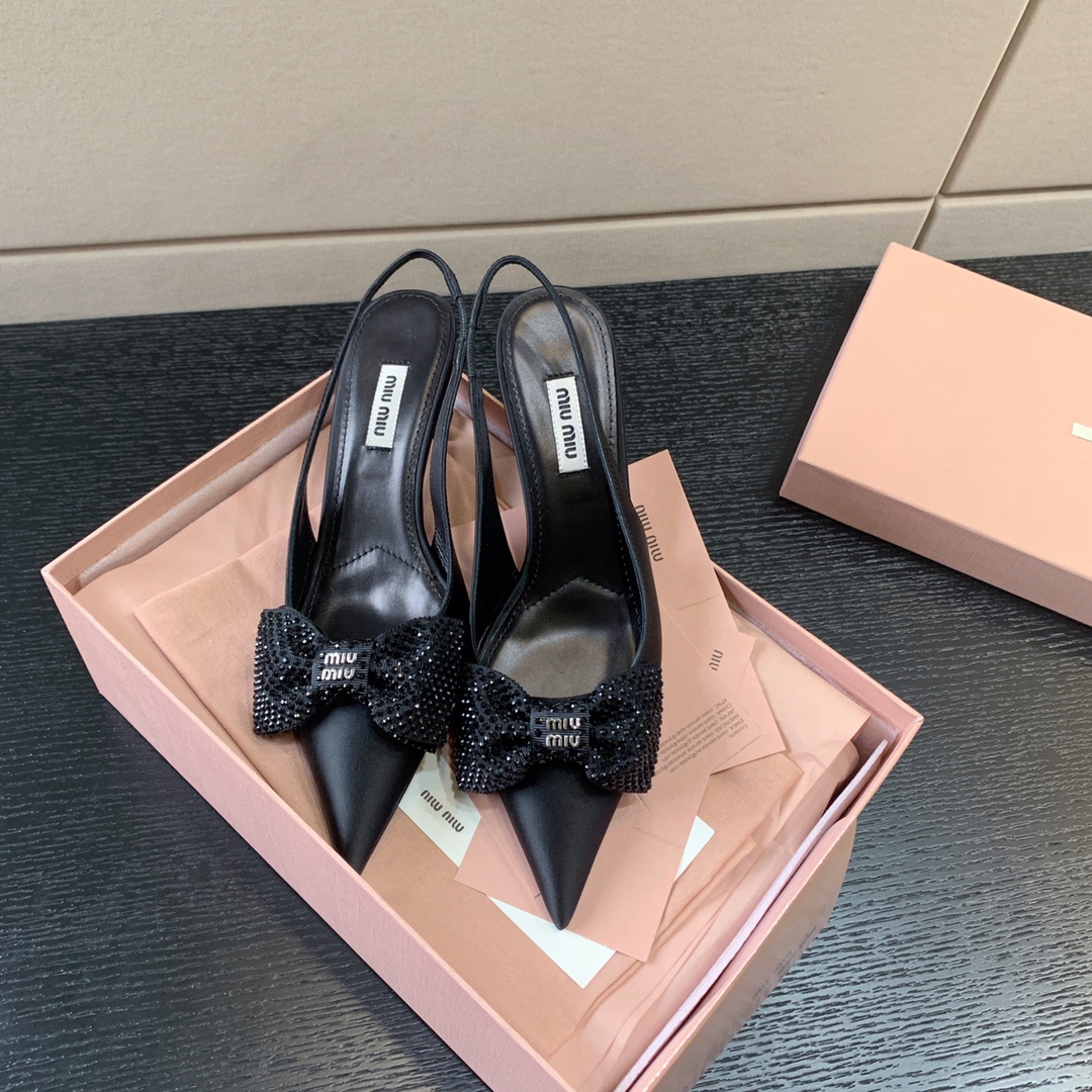 MIU MIU SLINGBACK BOW PUMPS BLACK 5I811D