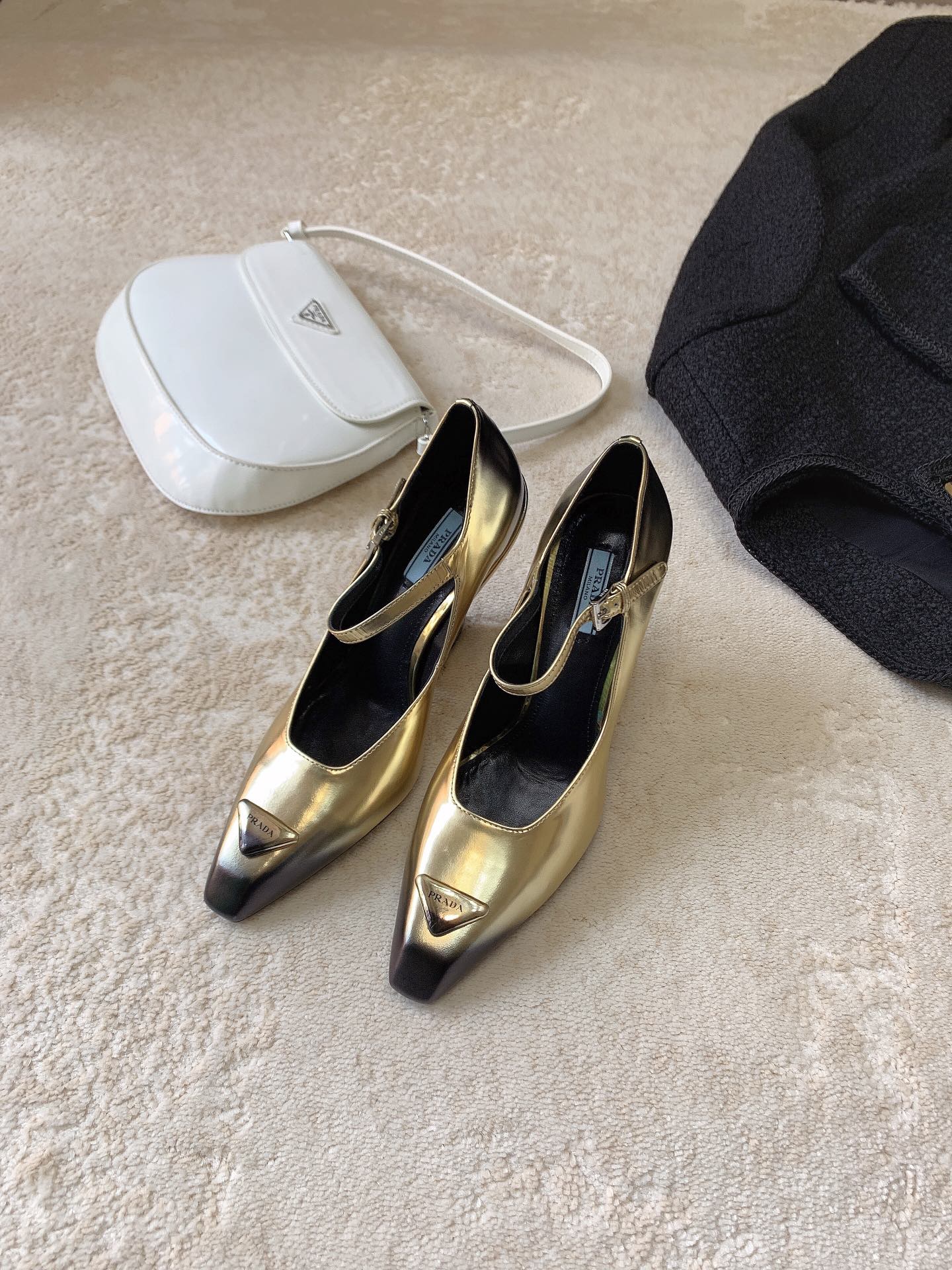 Pra*a brushed pumps leather gold 1i982m