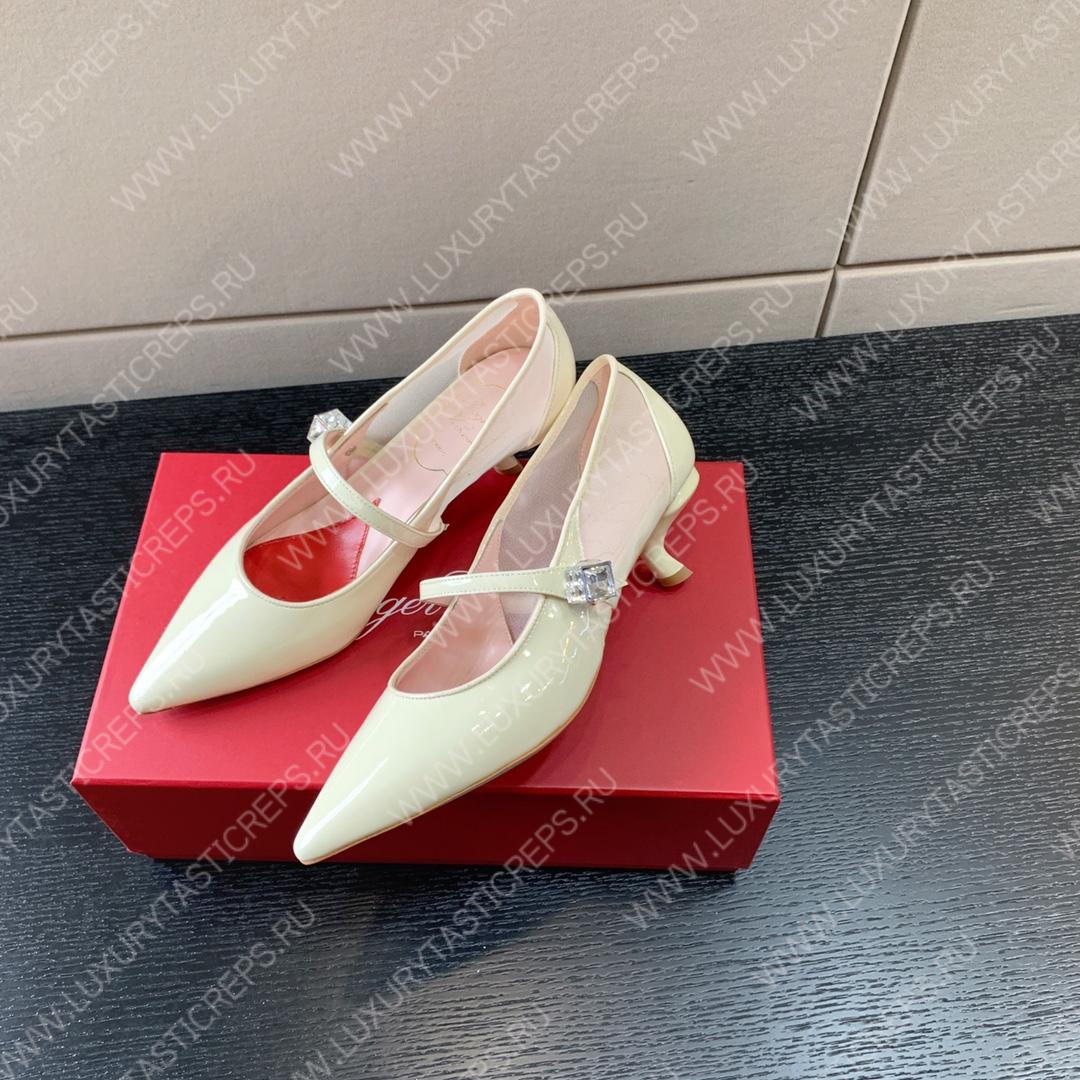 ROGER VIVIER VIRGULE BABIES PUMPS WHITE RVW63834