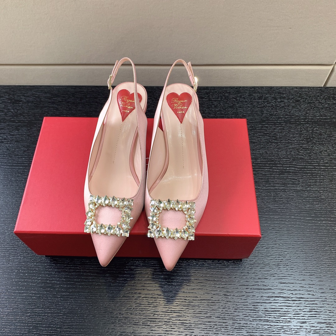 ROGER VIVER SLINGBACK PUMPS LEATHER LIGHT PINK RVW6383